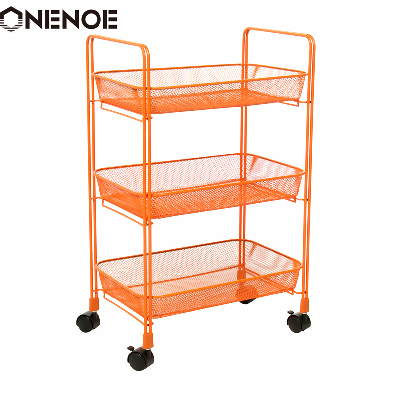 Onenoe Design Modern Metal Mesh Organizzatore a 3 livelli Organizzatore multiuso carrello in rotazione cucina pesante carrello per carrello per carrello con cestini con cestini